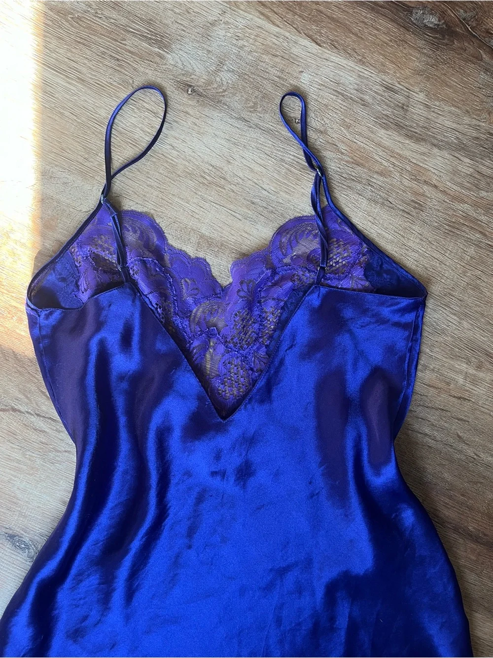 Vintage Victoria’s Secret Purple Satin Lace Slip Dress Nightgown Y2K Lingerie